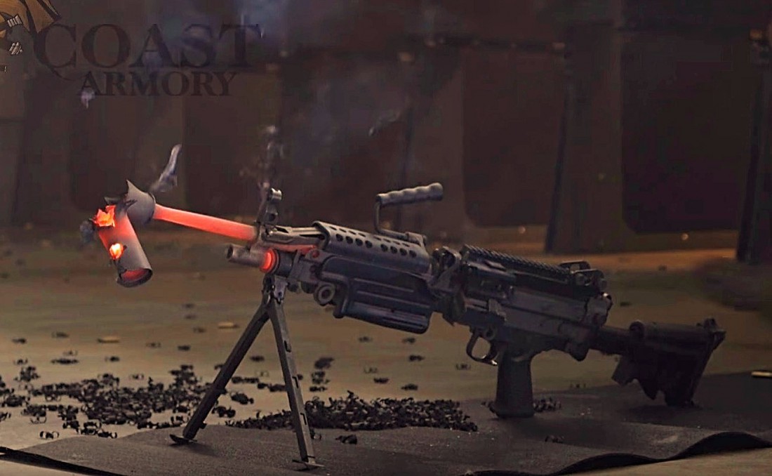 Пулемет М249 и остатки глушителя Silencerco SWR