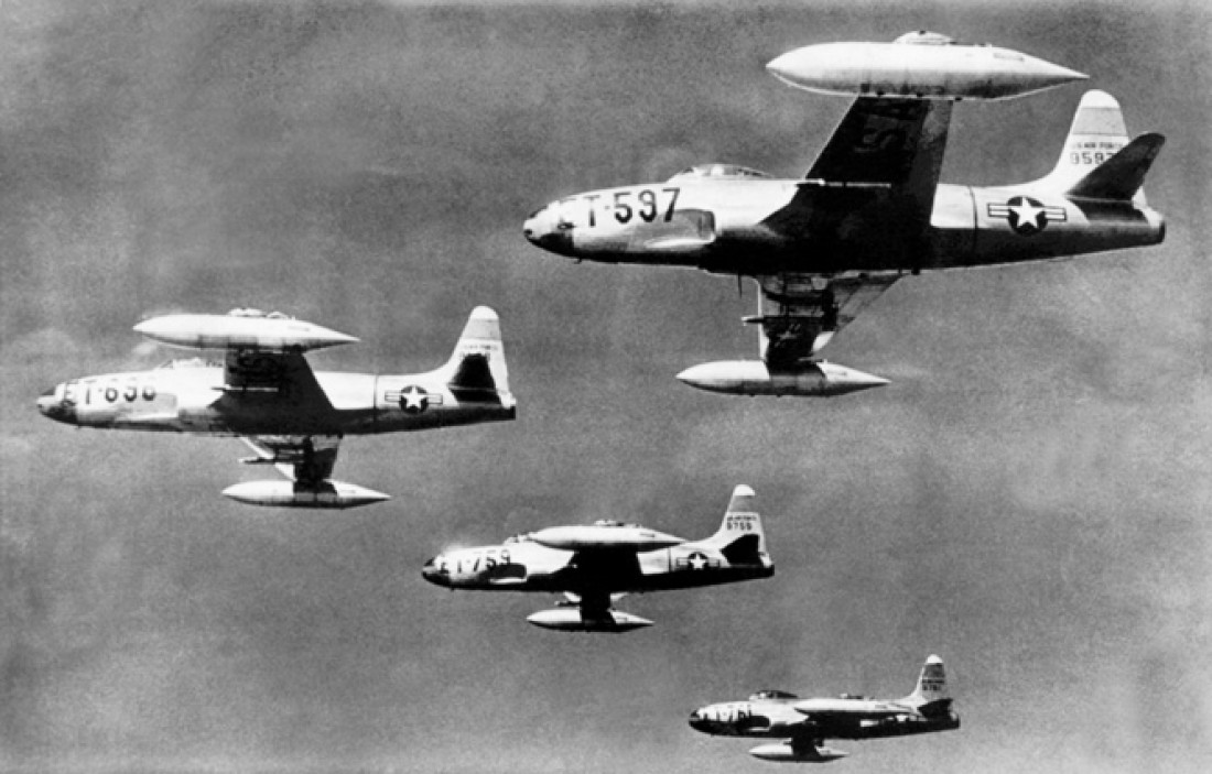 Американские F-80C Shooting Star. Один из них так и не прилетел на базу
