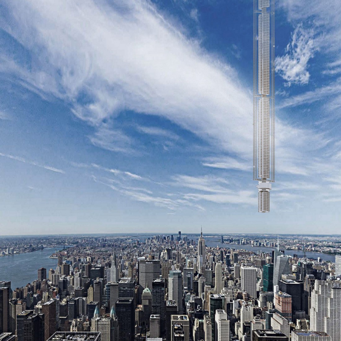 Analemma Tower, свисающая с неба