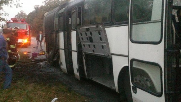 Последствия пожара в автобусе