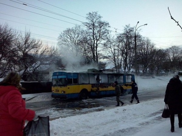 В Чернигове горел троллейбус