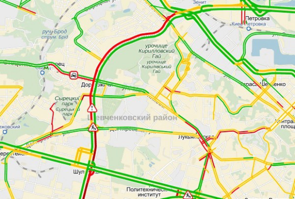На Дорогожичах - огромный затор