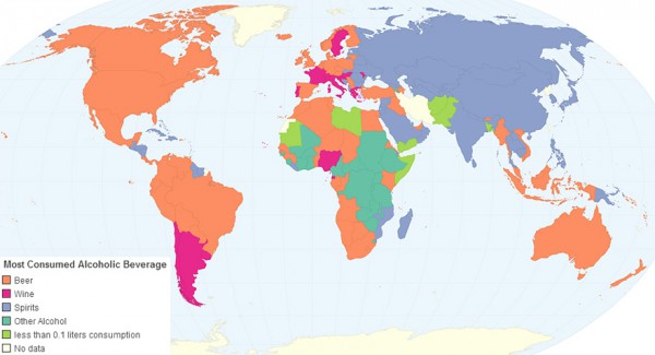 Карта популярности спиртных напитков