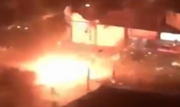 Момент взрыва вертолета