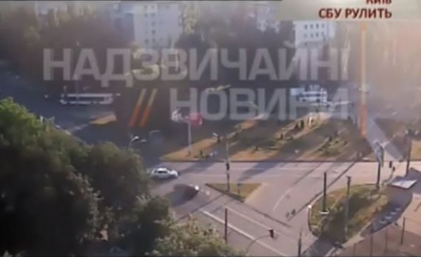 Кадр видео ДТП, в котором погиб СБУшник