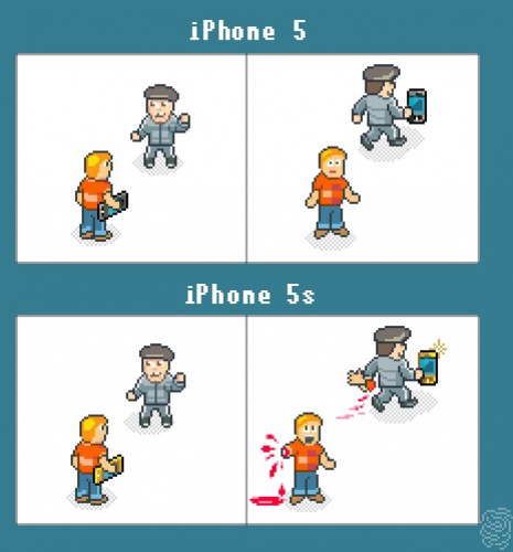 iPhone 5S демотиватор: высмеивание наличия сканера отпечатков пальцев