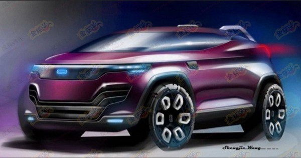 Эскиз кроссовера Qoros HQ3