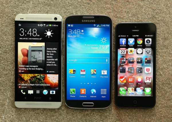 HTC One, Samsung Galaxy S4 и iPhone 5