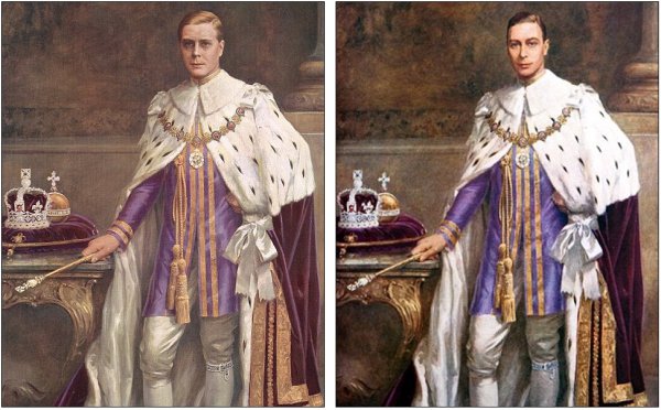 Эдуард VII слева, Георг VI справа.