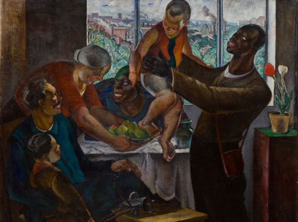 Абрам Черкасский. Приезд иностранных рабочих. 1932 г. (фрагмент)