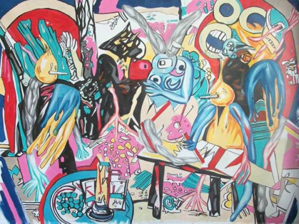 Чипполино и кроличья лапка. Акрил ,масло ,карандаш 76x124см. 2013 г.