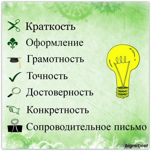 Основные правила оформления резюме