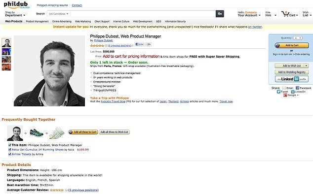 Француз продает себя, как продукт на Amazon /