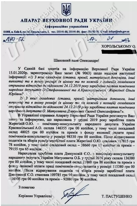 Некоторые помощники народных депутатов в декабре получили высокие зарплаты