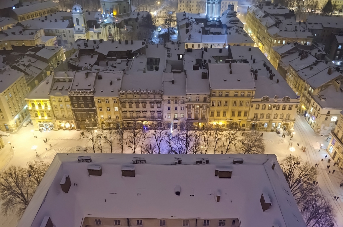 Новый год во Львове. Вид с Ратуши