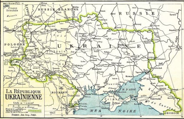 Граница УНР в день объединения 22 января 1919 года была значительно длиннее современной