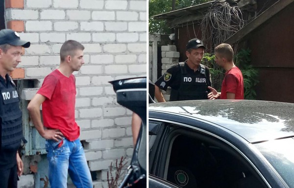 При виде бойцов Азова один из пьяных потерял равновесие