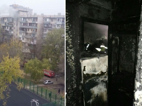 Комната квартиры выгорела полностью