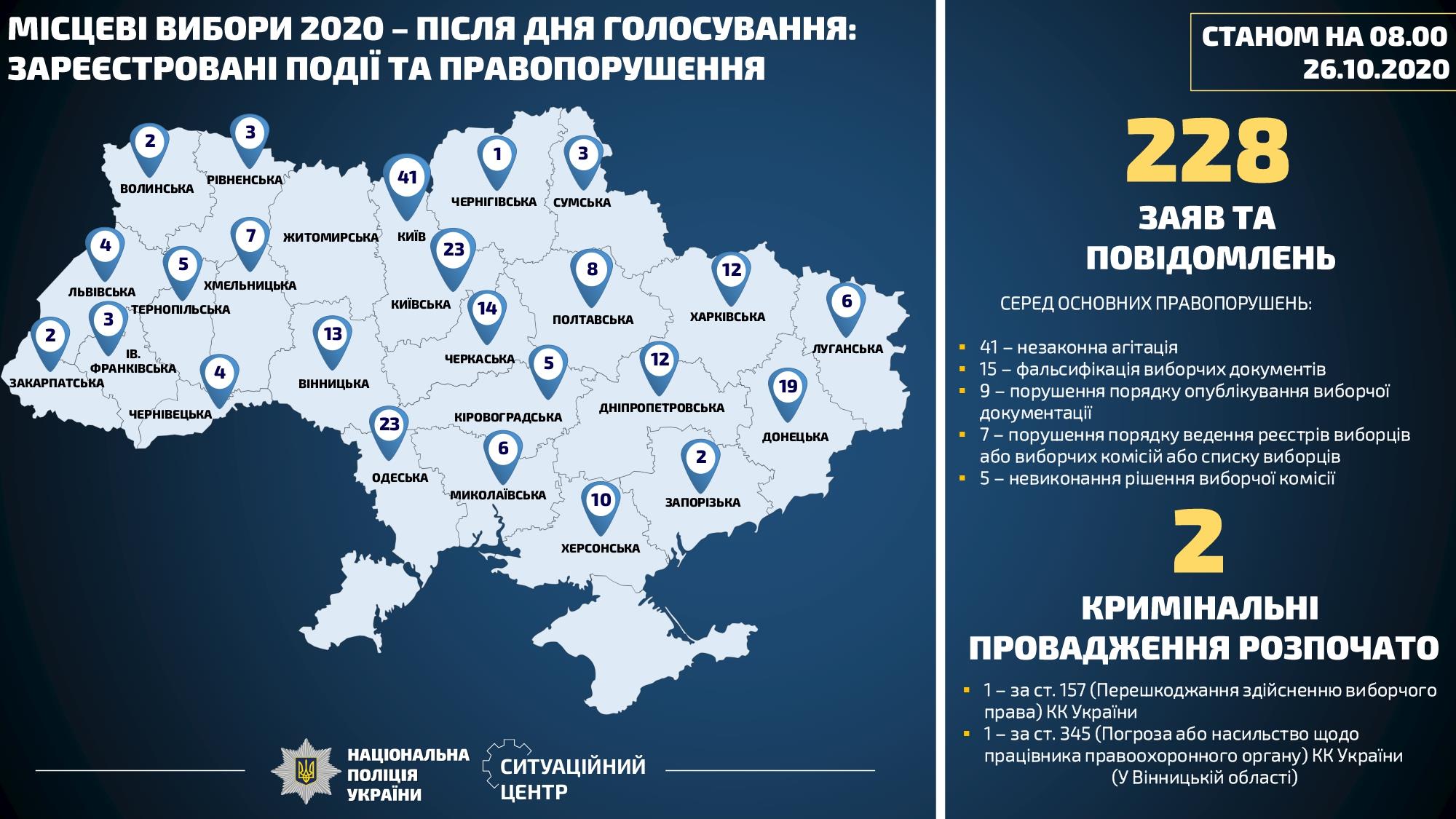 Карта нарушений на выборах по регионам