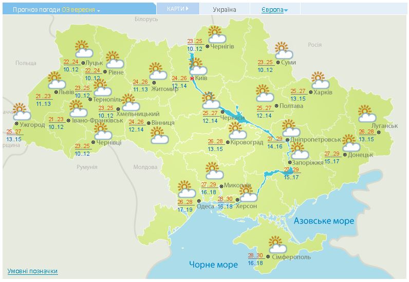 Прогноз погоды на 3 сентября