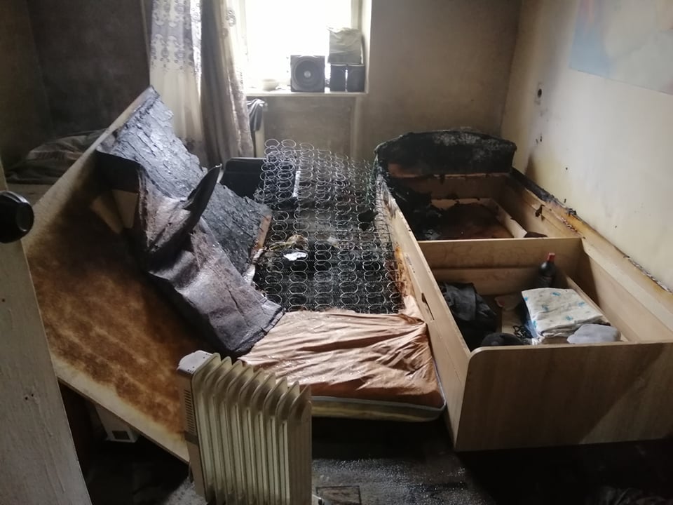 Сгоревшая комната в общежитии