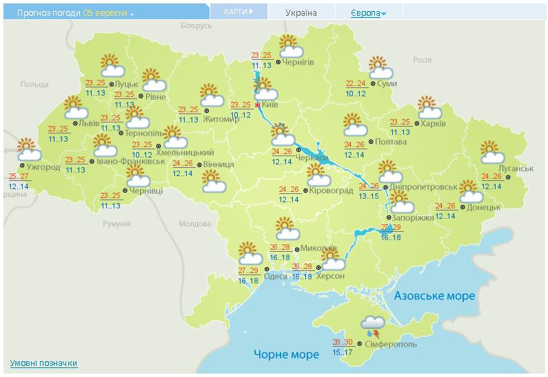 Прогноз погоды на 5 сентября