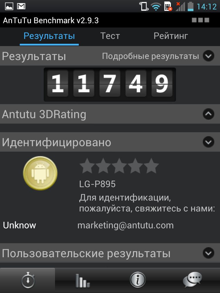 Тест в Antutu