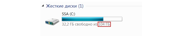 Вместо 120 ГБ доступно всего 104 ГБ