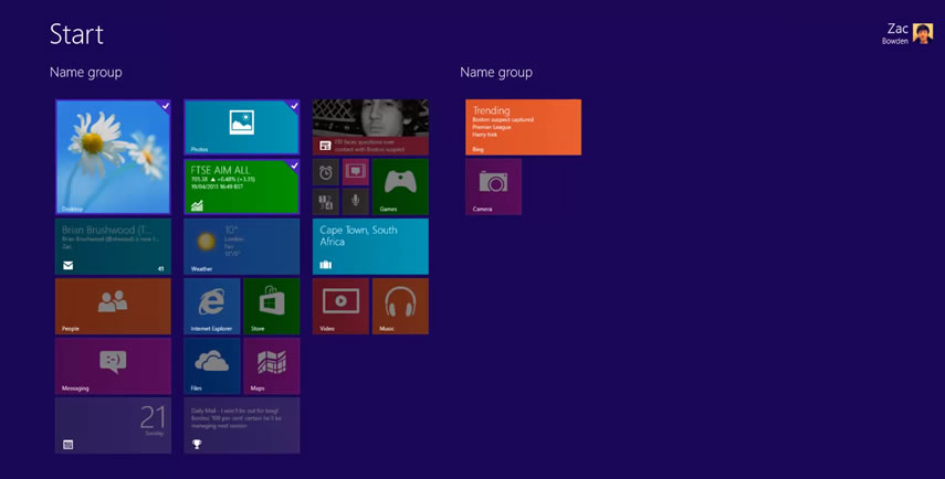 В Windows 8.1 будут добавлены новые размеры плиток и группы для них