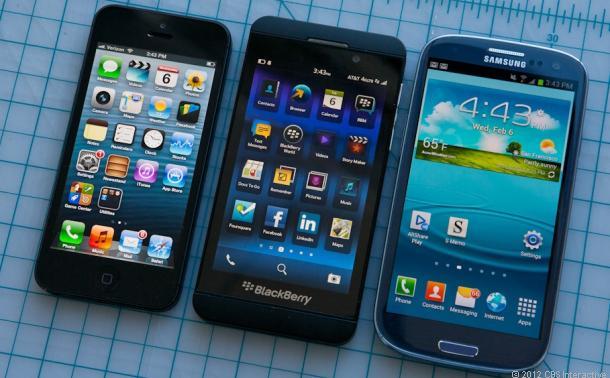 BlackBerry Z10, Apple iPhone 5, Samsung Galaxy S III