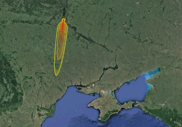 Последствия взрыва 500-килотонной бомбы.