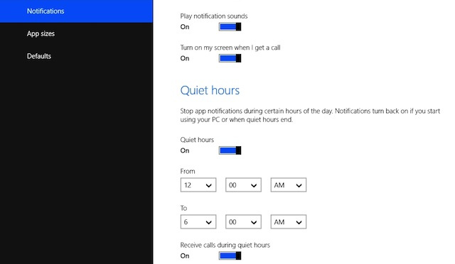 Тихий час в Windows 8.1