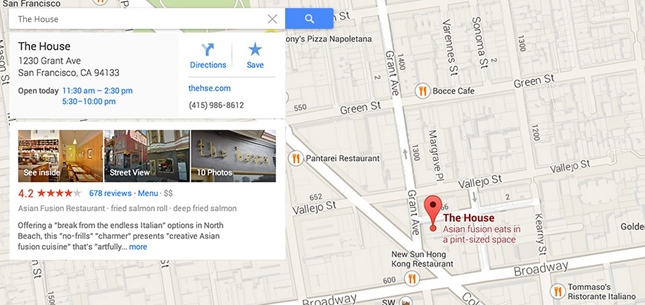 Информация о доме в Google Maps