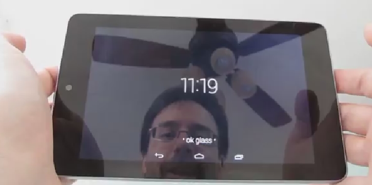 Главное меню - черный фон на Google Glass будет прозрачным