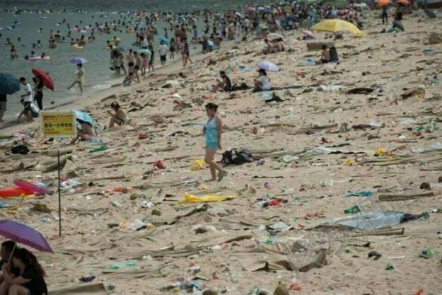 Пляжи Китая, превратившиеся в свалки мусора