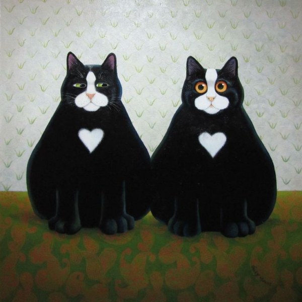 Милые и обаятельные коты на картинах Vicky Mount