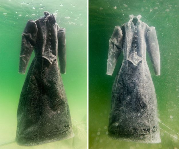 Погруженное в Мертвое море платье превратилось в оригинальную скульптуру
