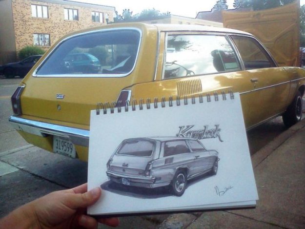 Нарисованные автомобили в фотографиях