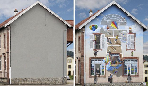 Художник превращает стены зданий в произведения искусства