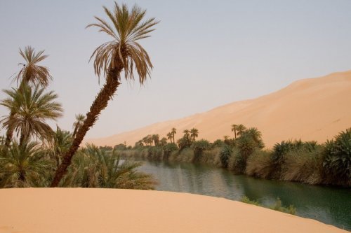 Живописный оазис Убари в пустыне Сахара