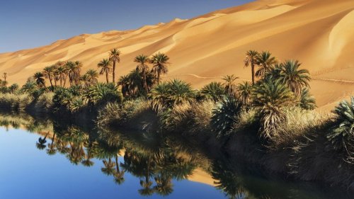 Живописный оазис Убари в пустыне Сахара
