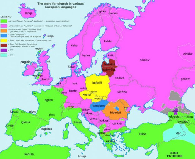 Интересная этимологическая карта Европы