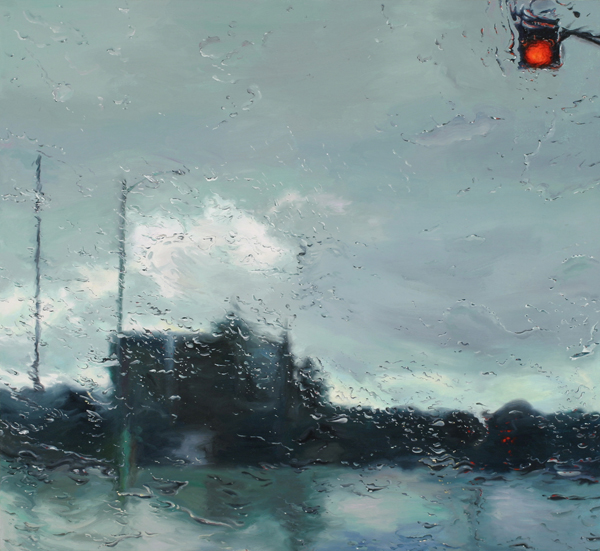 Gregory Thielker , художник, рисующий дождь.