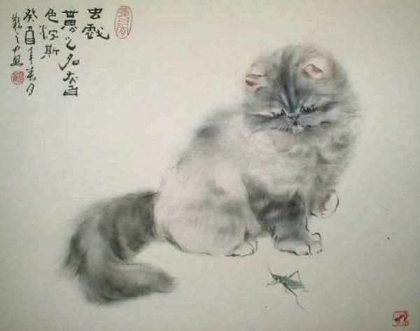 Рисованные кошки в японском стиле