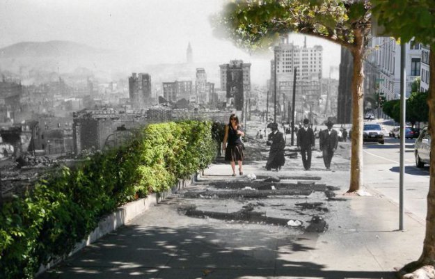 Сан-Франциско после землетрясения 1906 года и в наши дни