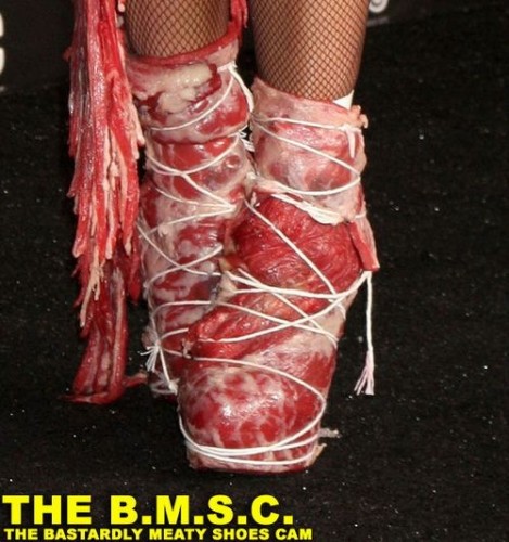 Гага одета в  платье из мяса