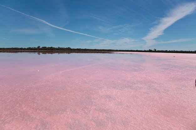 Таинственное розовое озеро в Австралии