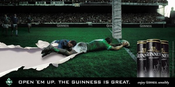 Guiness - спонсор ирландской команды по регби