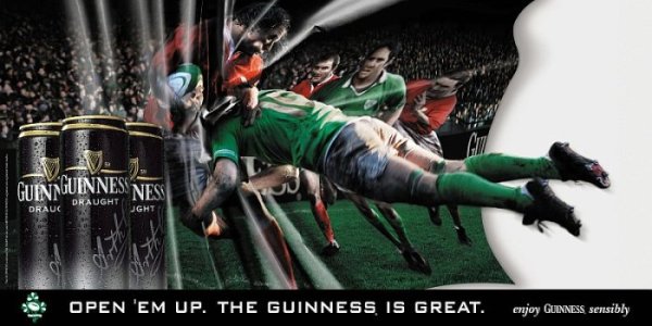 Guiness - спонсор ирландской команды по регби