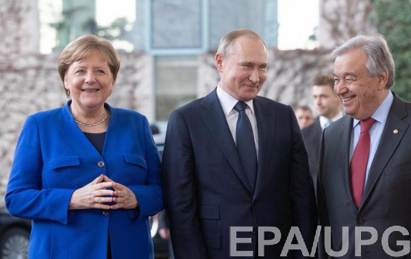 Меркель, Путин и Гутерриш в Берлине 19 января